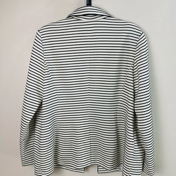 NEW Chicos Size 2 US L Striped Blazer Jacket White Black Nautical Career Stretch - Picture 8 of 10